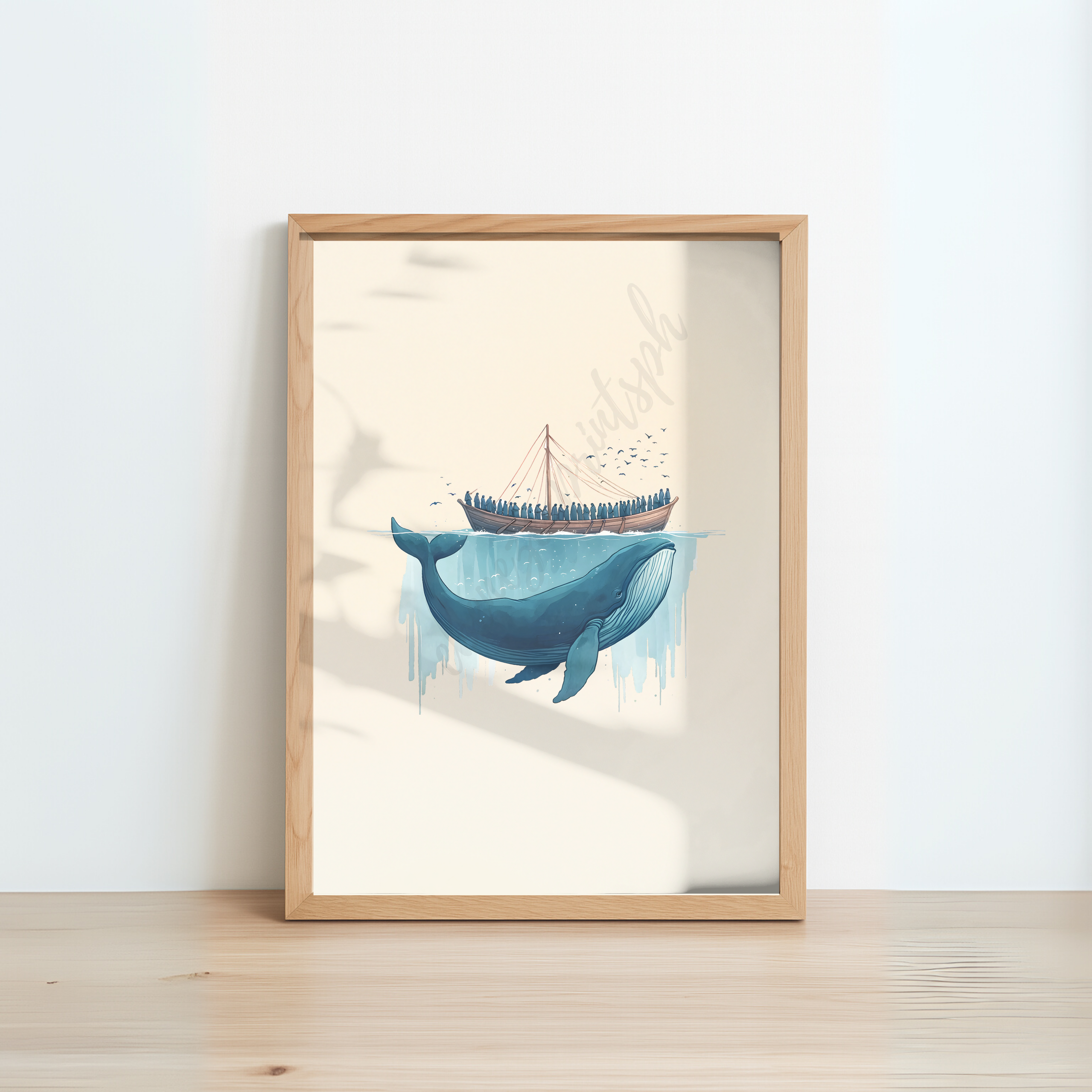Jonah’s Journey on the Whale – Jonah 1:17 | Framed Christian Wall Art